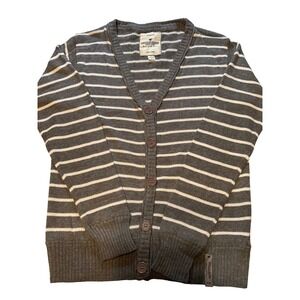 American Manor Button Front Cardigan Sweater Size Large Gray White Cotton